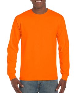 Gildan GD014 - Ultra Cotton™ adult t-shirt met lange mouw Safety Orange