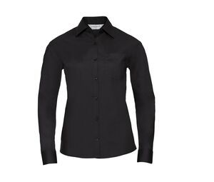 Russell Collection JZ34F - Dames Poplin Overhemd Black