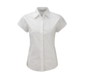 Russell Collection JZ47F - Getailleerd Overhemd Met Korte Mouw White