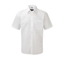 Russell Collection JZ935 - Poly/Katoenen Easy Care Poplin Overhemd Met Korte Mouw White