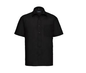 Russell Collection JZ935 - Poly/Katoenen Easy Care Poplin Overhemd Met Korte Mouw Black