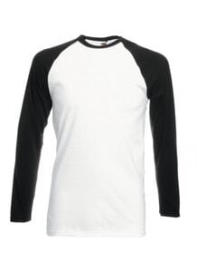 Fruit of the Loom SC238 - Baseball Longsleeve T-Shirt White/Black