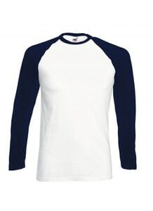 Fruit of the Loom SC238 - Baseball Longsleeve T-Shirt White/Deep navy
