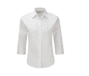 Russell Collection JZ46F - Getailleerd Overhemd Met 3/4 Mouw