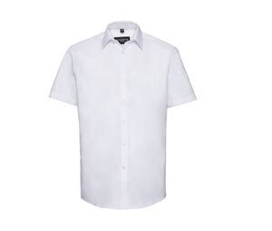 Russell Collection JZ963 - Overhemd Met Visgraat-Motief Met Korte Mouw White
