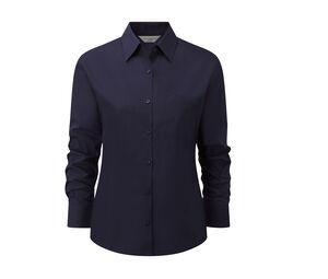 Russell Collection JZ34F - Dames Poplin Overhemd Navy