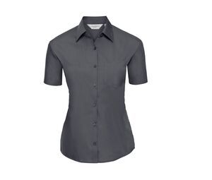 Russell Collection JZ35F - Dames Poplin Overhemd Convoy Grey