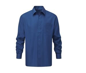 Russell Collection JZ934 - Poly/Katoenen Easy Care Poplin Overhemd Met Lange Mouw Bright Royal
