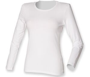 Skinnifit SK124 - SF Dames Feel Good Stretch T-shirt met Lange Mouwen White