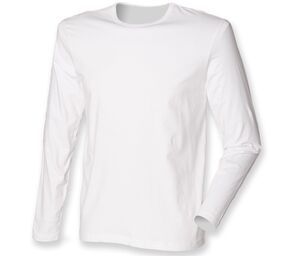 SF Men SF124 - Feel Good Heren Stretch T-Shirt Met Lange Mouw White