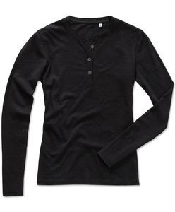 Stedman STE9580 - T-shirt met lange mouwen en knopen voor vrouwen Black Opal