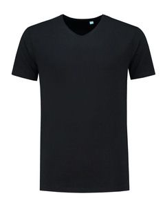 Lemon & Soda LEM1135 - T-shirt V-hals fijn katoenen elasthan met V-hals Black