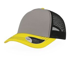 ATLANTIS AT180 - Casquette Rapper en coton canvas Grey / Bright Yellow / Black