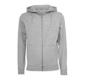 Build Your Brand BY012 - Zware hoodie met rits Heather Grey