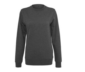 Build Your Brand BY025 - Dames lichtgewicht sweater met ronde hals Charcoal