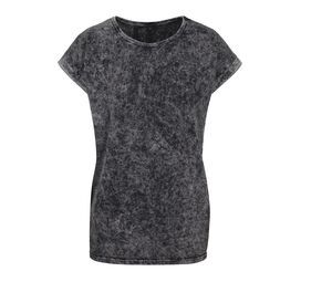 Build Your Brand BY053 - Vervaagd dames t-shirt Dark Grey/ White