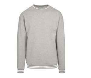 Build Your Brand BY104 - Sweater met contrasterende strepen Heather Grey / White