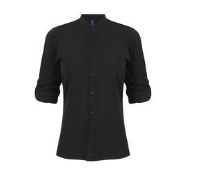 Henbury HY593 - Overhemd dames mao kraag Black