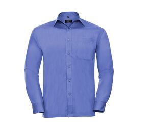 Russell Collection JZ934 - Poly/Katoenen Easy Care Poplin Overhemd Met Lange Mouw Corporate Blue
