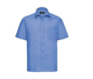 Russell Collection JZ935 - Poly/Katoenen Easy Care Poplin Overhemd Met Korte Mouw Corporate Blue