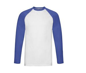 Fruit of the Loom SC238 - Baseball Longsleeve T-Shirt White / Royal Blue