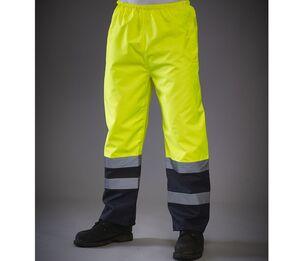 Yoko YK461 - Tweekleurige overbroek met hoge zichtbaarheid Hi Vis Yellow/Navy