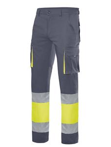 VELILLA V13002 - MULTI-POCKET STRETCH BROEK Grey/Fluo Yellow