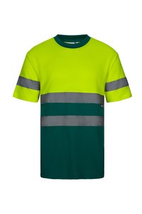 Velilla 305613 - BICOLOR SHORT-SLEEVE COTTON T-SHIRT AV GREEN/HI-VIS YELLOW