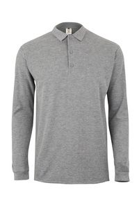 Mukua MK242CV - LONG SLEEVE POLO 210 Heather Grey