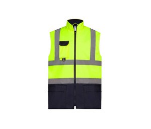 Yoko YK005 - Reflecterend hoogkwalitatief opentrekbaar vest voor spoorwegwerkers (HVW118) Hi Vis Yellow/Navy